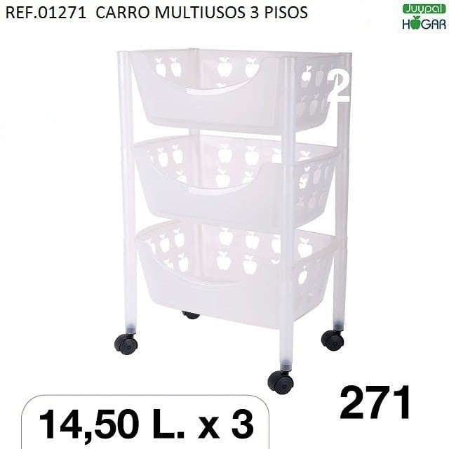 CARRO MULTIUSOS DE 3 PISOS REF.01271