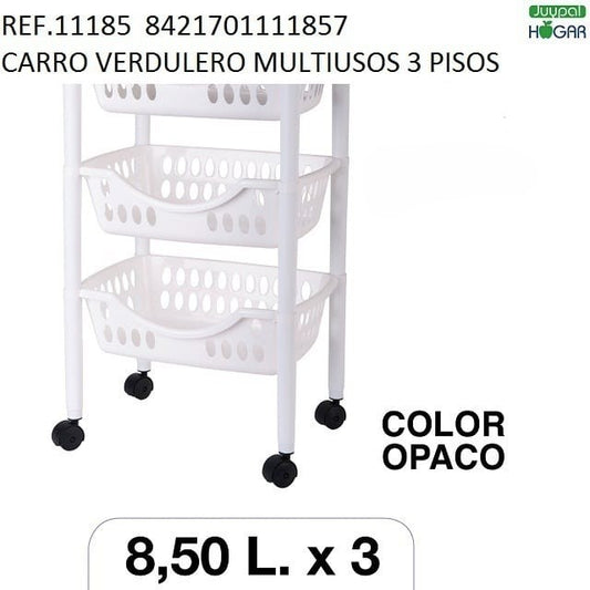 CARRO VERDULERO MULTIUSOS DE 3 PISOS REF.11185